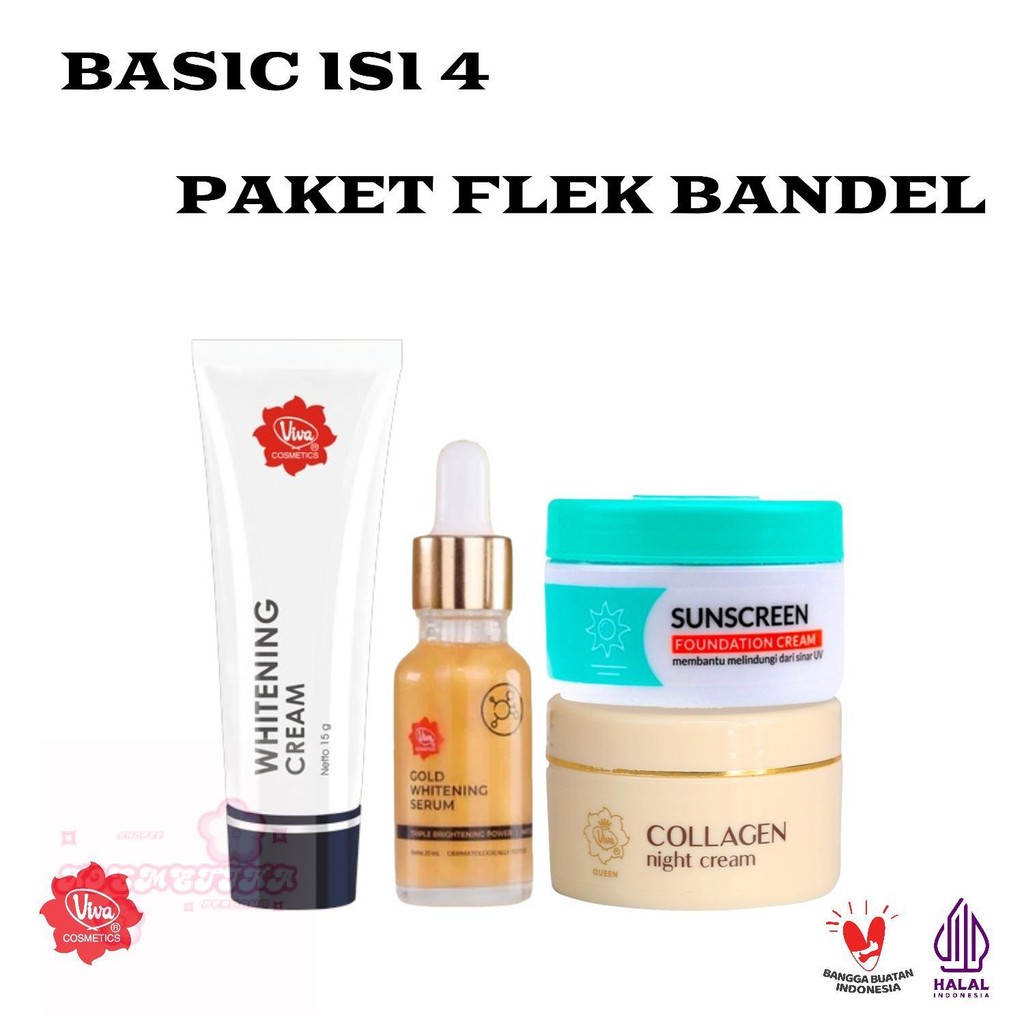 VIVA PAKET BASIC DAILY PERAWATAN MENCERAHKAN FLEK HITAM BERJERAWAT KUSAM BERMINYAK ISI 4 PCS