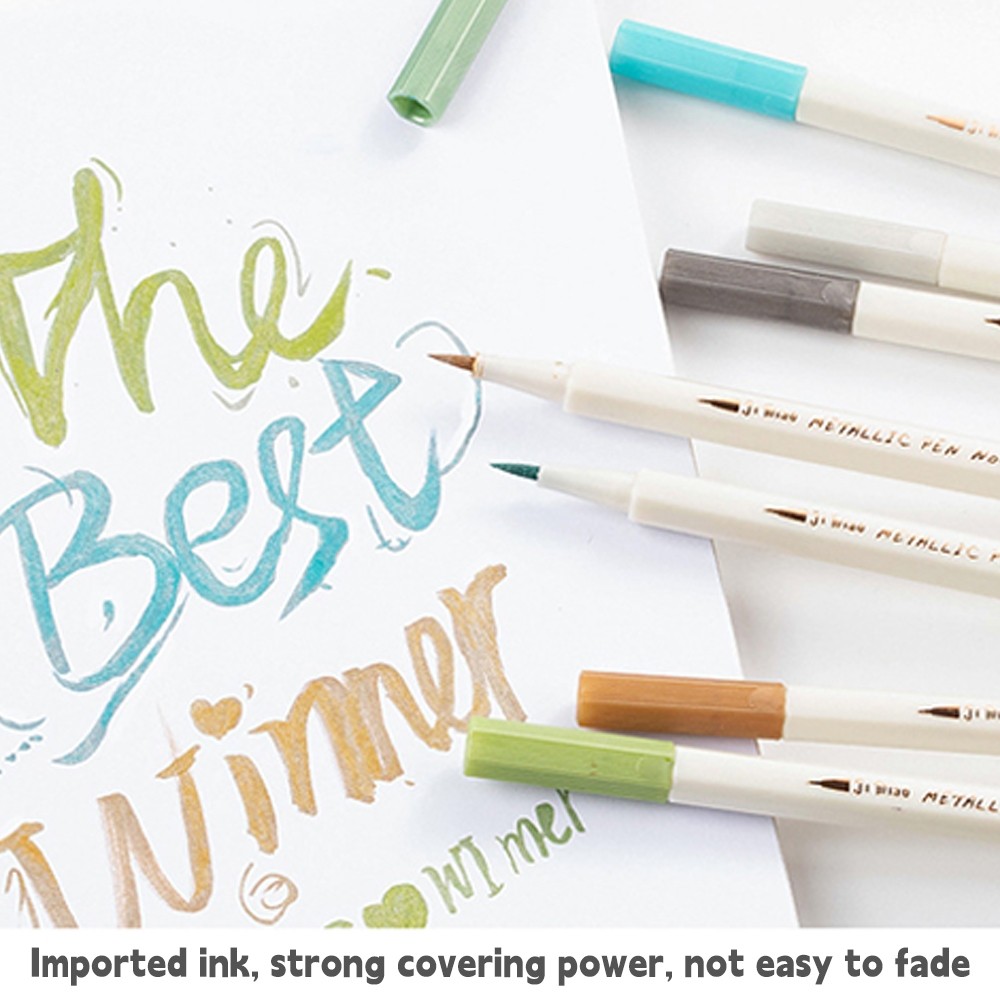 

Ay00! [DOTDING] Brush Pen Art Dual Tip Metalik & Pastel - 12-30 Warna Marker Seni untuk