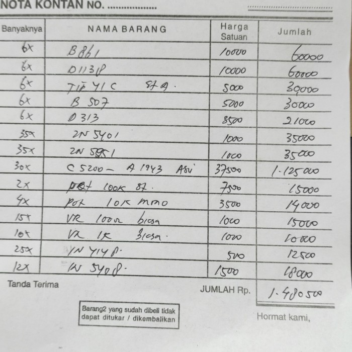 

HC99 nota pembelian Rp 2044000