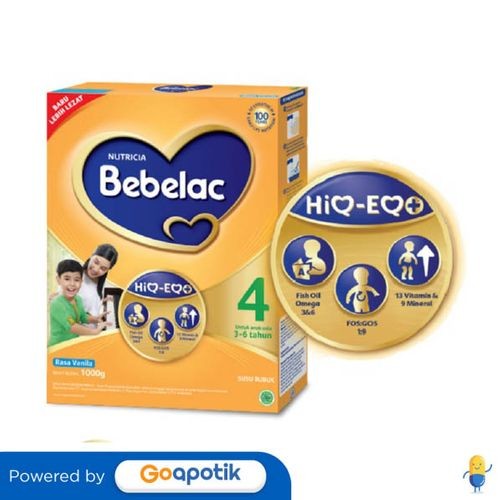 

Nutricia Bebelac 4 Hiq-Eq Usia 3-6 Tahun Rasa Vanila 1000 Gram Box