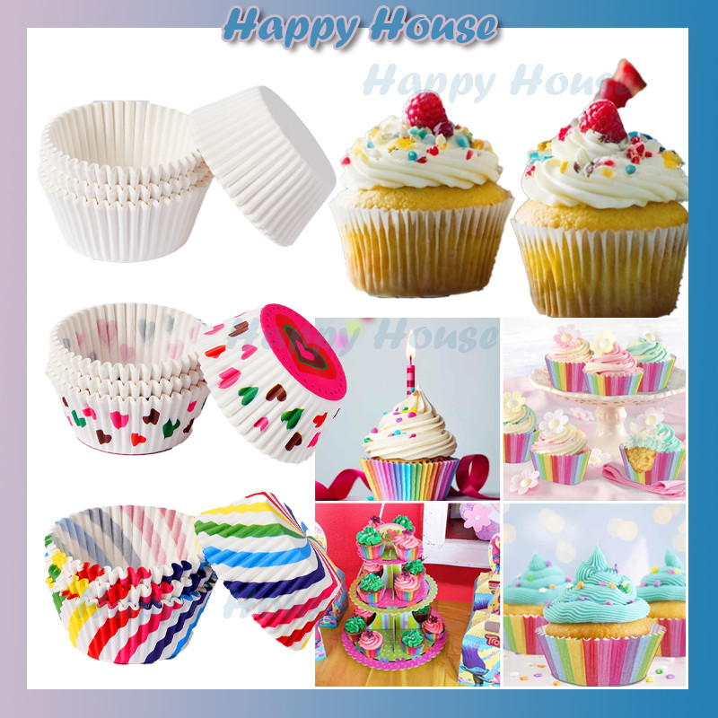 (100 PCS) Cup Kertas / Paper Cup CupCake / Cupcake Kertas Cangkir / Kue Kotak