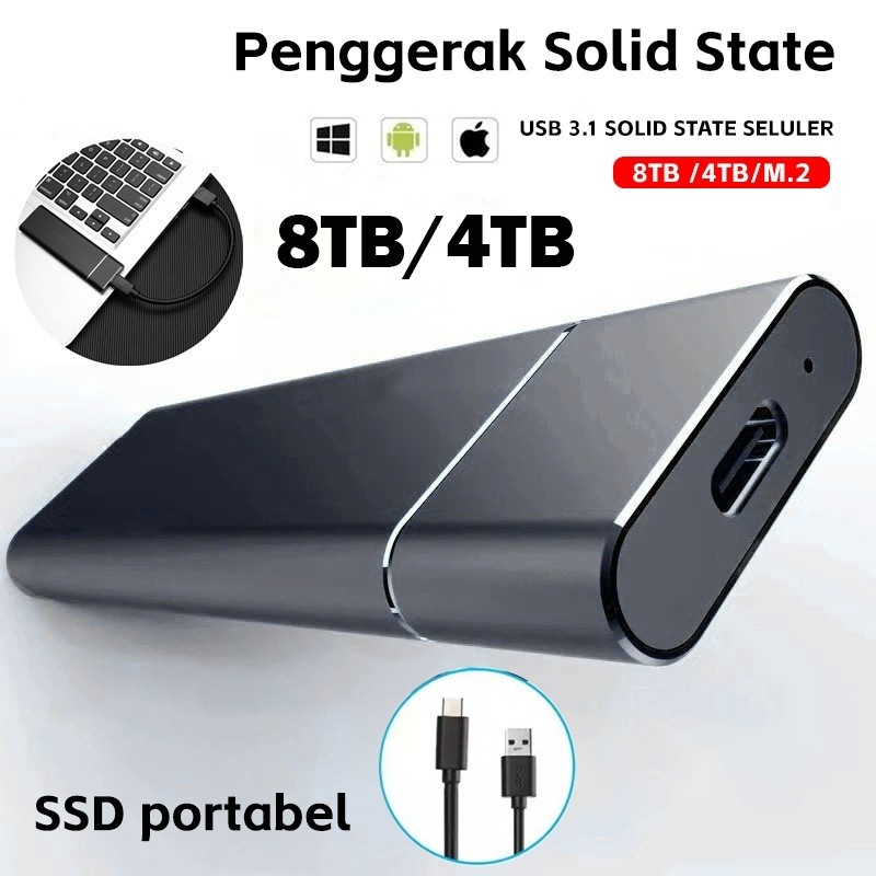 SSD Eksternal 4TB USB 3.0 Type-C ssd laptop PC ssd portable eksternal hp solid state drive