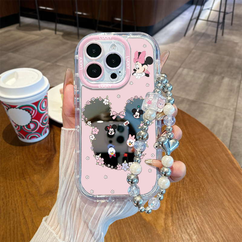 Case+Gelang Case Mickey Mirror Disney Lucu hp REALME C53 C20 C67  C25 C11 2021 C15 Case Aesthetic