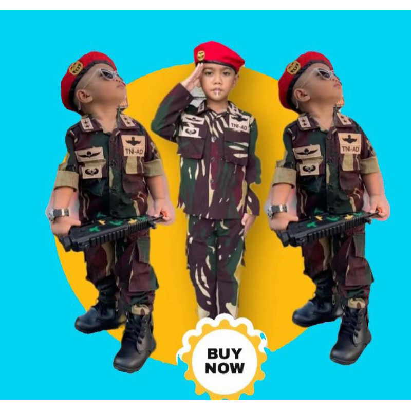 BEST SELLER KOSTUM SERAGAM ANAK ANAK TNI AD KOPASUS/TNI AD KOPASUS ANAK COWO CEWE BERKUALITAS