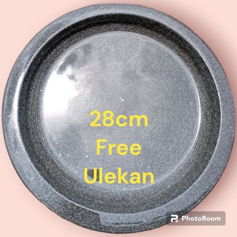 cobek bubutan mesin batu asli bonus ulekan Uk 28cm