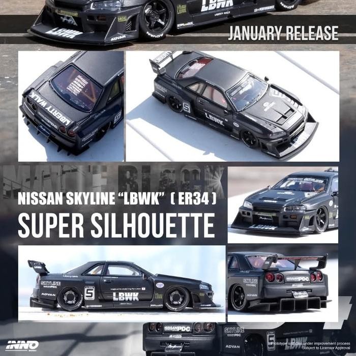 LP2155 INNO64 R Skala 64 Resin Nissan ER34.LBWK Black Edition ( Open for Check )