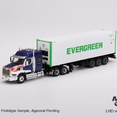 DIECAST MINI GT 597 WESTERN STAR 49X TRUCK BLUE 40' REEFER CONTAINER EVERGREEN