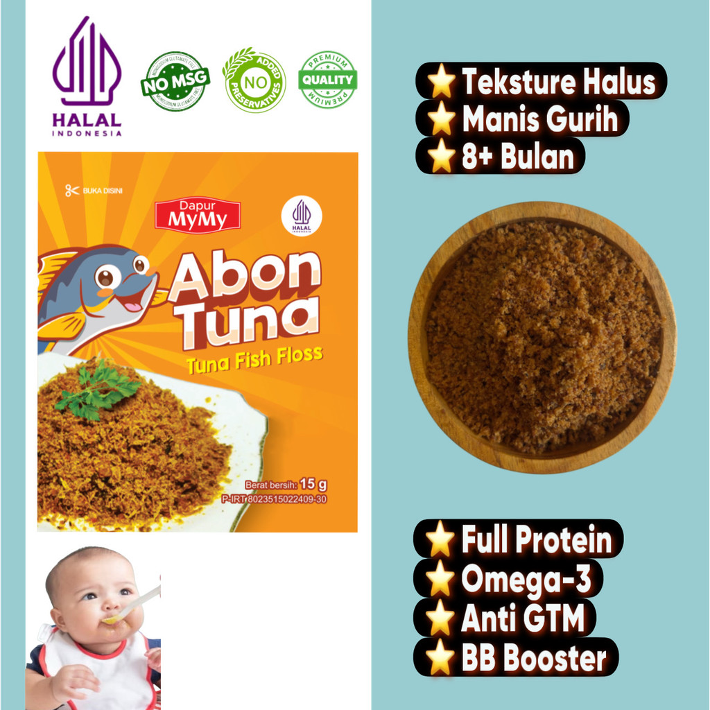 

N3V- Abon Tuna Abon Bayi MPASI Anti GTM Usia 8+ Bulan Penambah Nafsu Makan Anak Tanpa Campuran Kemasan Ekonomis