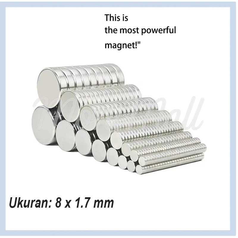 

YUE Magnet Bulat Powerful Neodymium NdFeB N35 8x1.7mm 100 PCS - YN35
