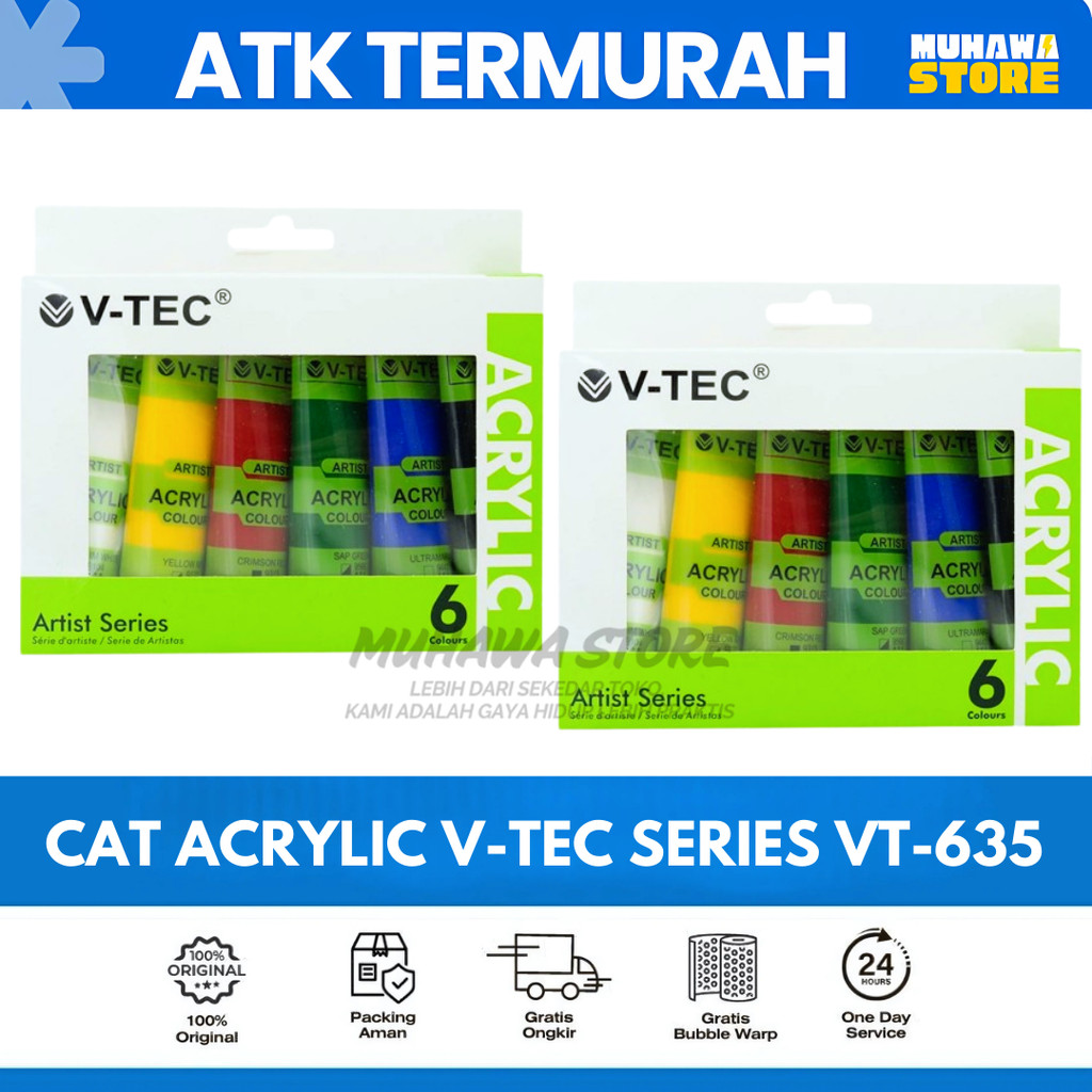 

CAT ACRYLIC V-TEC ARTIST SERIES VT-635 SET 6C / Cat Lukis Kanvas V Tec