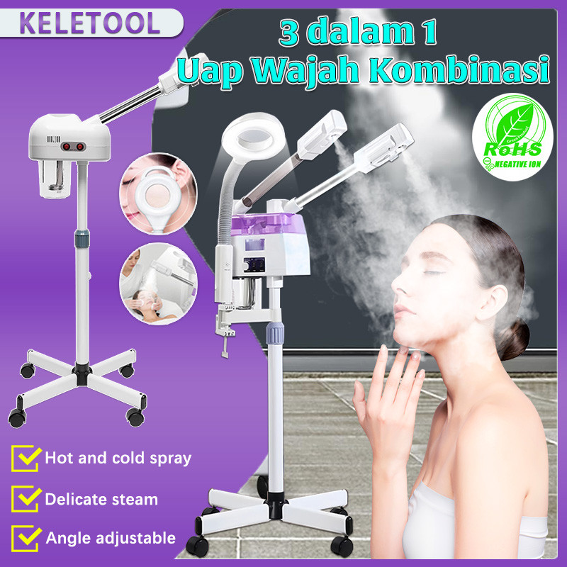 Nozel Uap Panas Dingin Uap Wajah Alat Wajah Spray Perawatan Wajah 3 in 1 LED Magnifiying Facial Stea