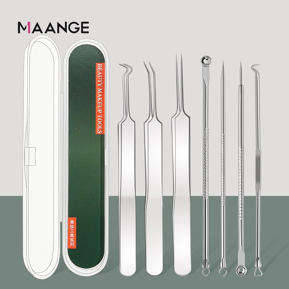 MAANGE 7 Pc/Set Jerawat Komedo Penghilang Jerawat Pinset Skin Care Tools Safe to Use