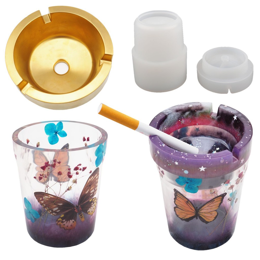 

DIY Ashtray Crystal Epoxy Resin Mold Double-layer Car Ashtray Mirror Silicone Mold