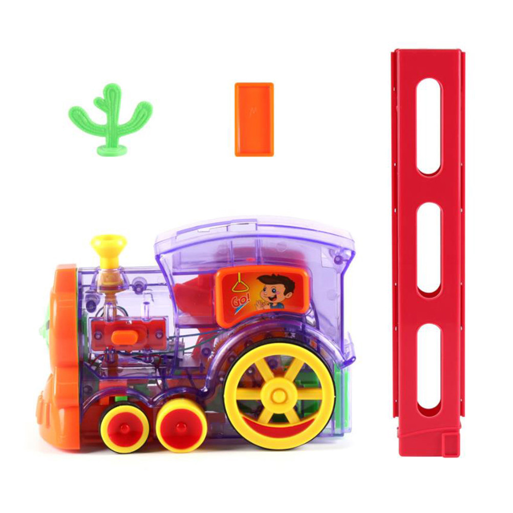 63pcs Brightly Colored Domino Train Toy Set Automatic Domino Toy Electric Train Model Early Educatio