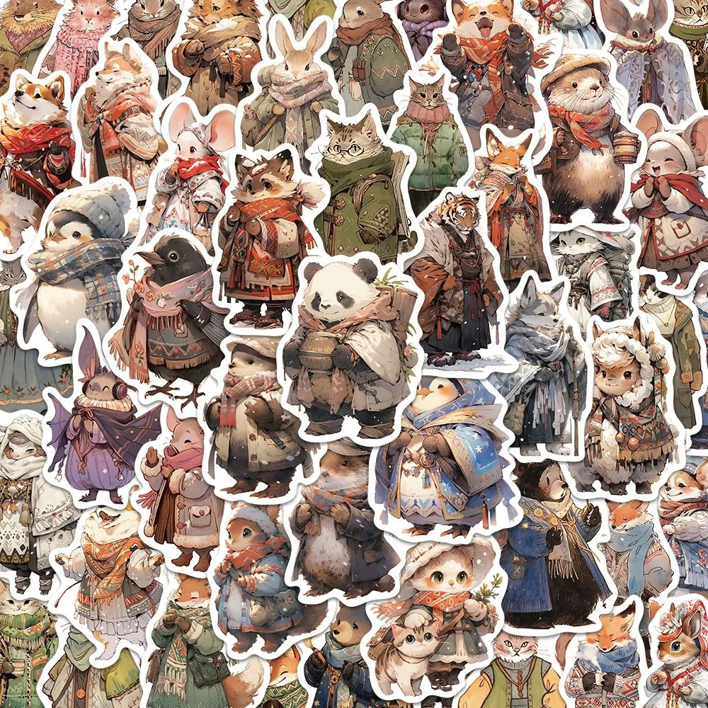 

10/30/50pcs Winter Animals Cartoon Stickers Aesthetic Decals Kids Toys Graffiti Stationery Diary Laptop Cute Decoration Sticker