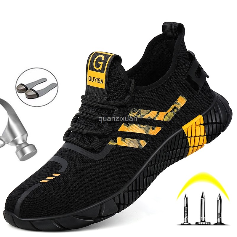 Guyisa Air Cushion Safety Shoes Men Women Breathable Steel Toe Shoes Puncture Proof Work Safety Boot