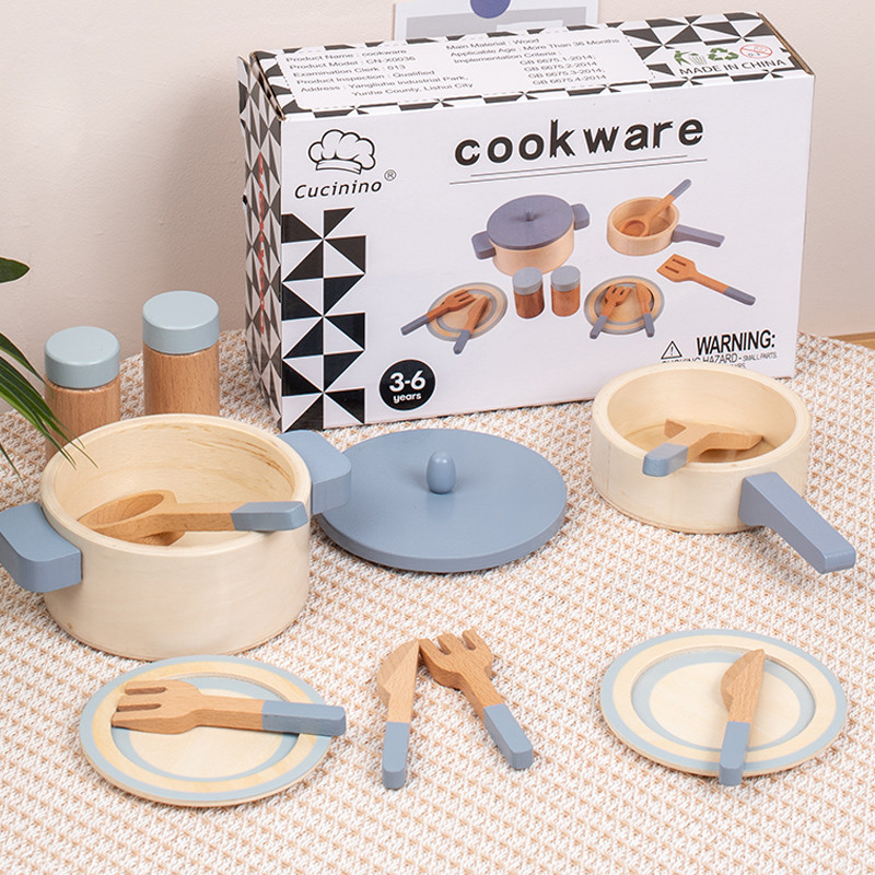 

Wooden Mini Kitchen Cookware Pot Pan Cook Pretend Play Educational House Toys For Children Simulation Kitchen Utensils Girls Toy