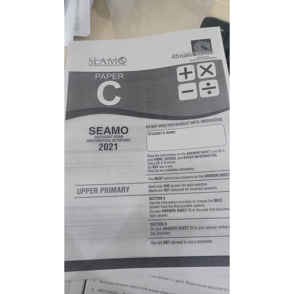 

Soal SEAMO Southeast Asian Mathematical Olympiad Past Papers - Paper K/TK, SEAMO