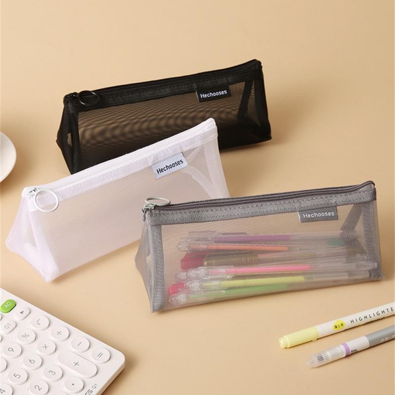 

Mesh Pencil Case Transparent Pencil Case Kawaii Cute Simple Beautiful Bag Organizer Office Student Stationery School Supplies