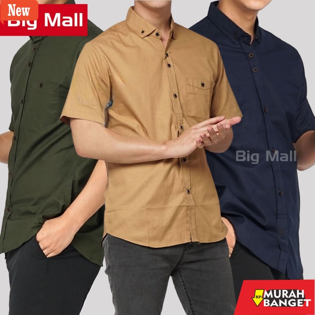 Kemeja formal pria Big Mall [M-XXXXL] Kemeja Pria Lengan Pendek PREMIUM Mall
