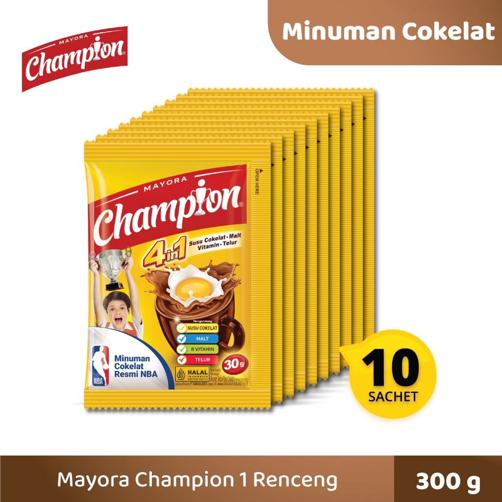 

Champion Minuman Cokelat Mayora Champion 1 Renceng Coklat Instan Halal BPOM Original