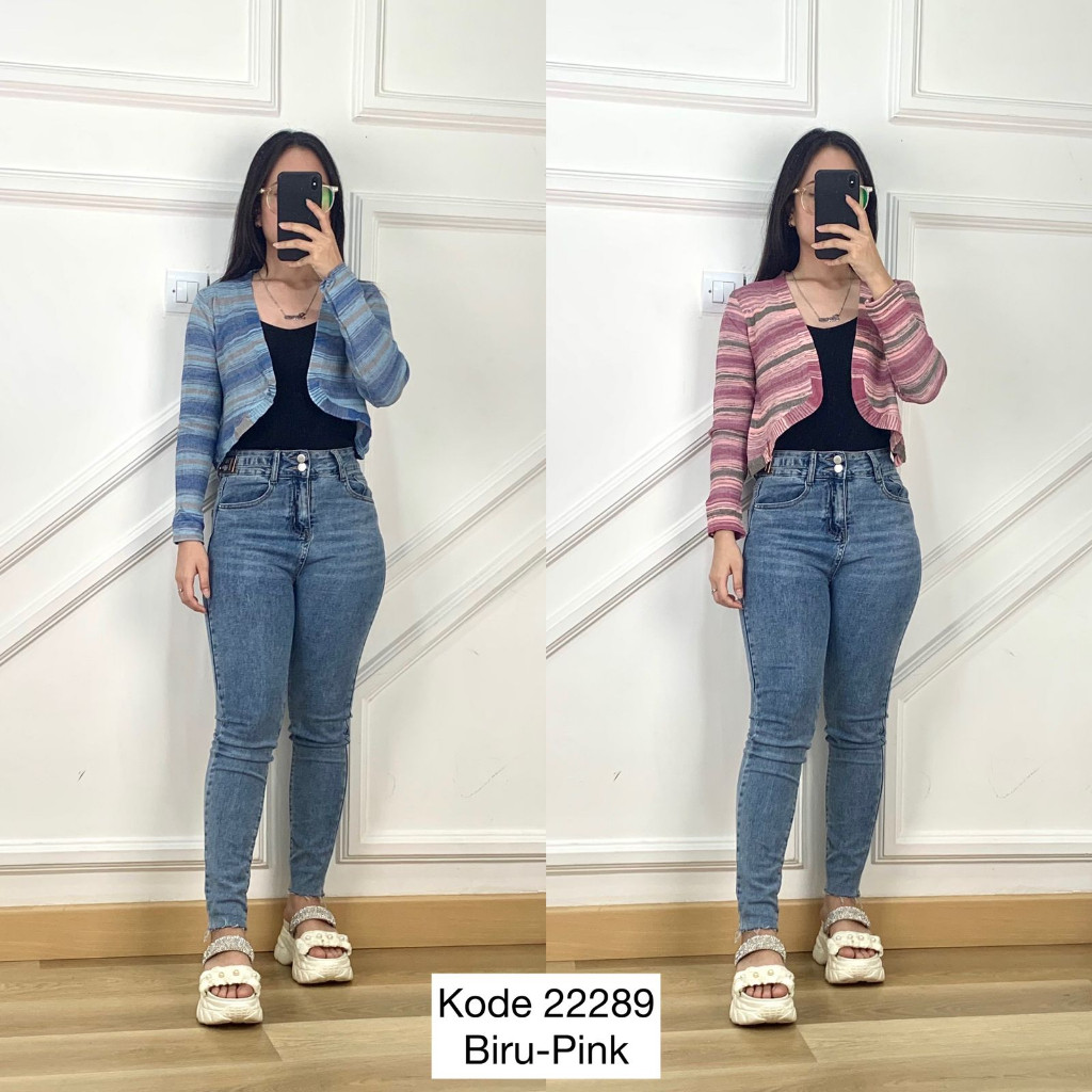 22289 OUTER CARDI RAJUT CROP TANGAN PANJANG PREMIUM WANITA CARDIGAN RAJUT CROP TANPA KANCING TANGAN 