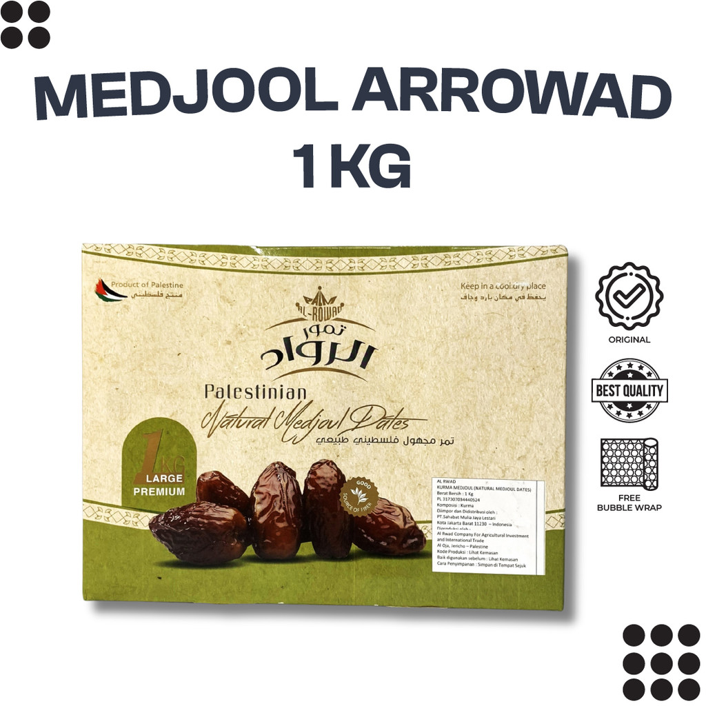 

KURMA MEDJOOL AL ROWAD KURMA DATES JUMBO PALESTINE KEMASAN 1KG PREMIUM