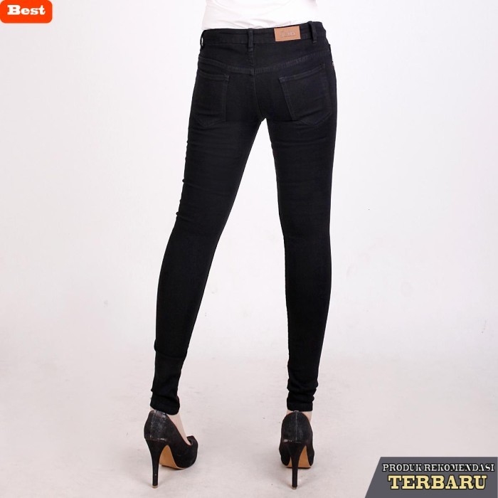 celana jeans wanita kekinian celana panjang skinny jeans wanita - Hitam, 27