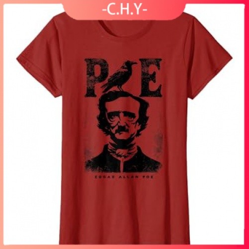 The Raven oleh Poe Edgar Allan Poe Kaus Gotik Gagak Vintage yang Lucu |nTseRgCF|