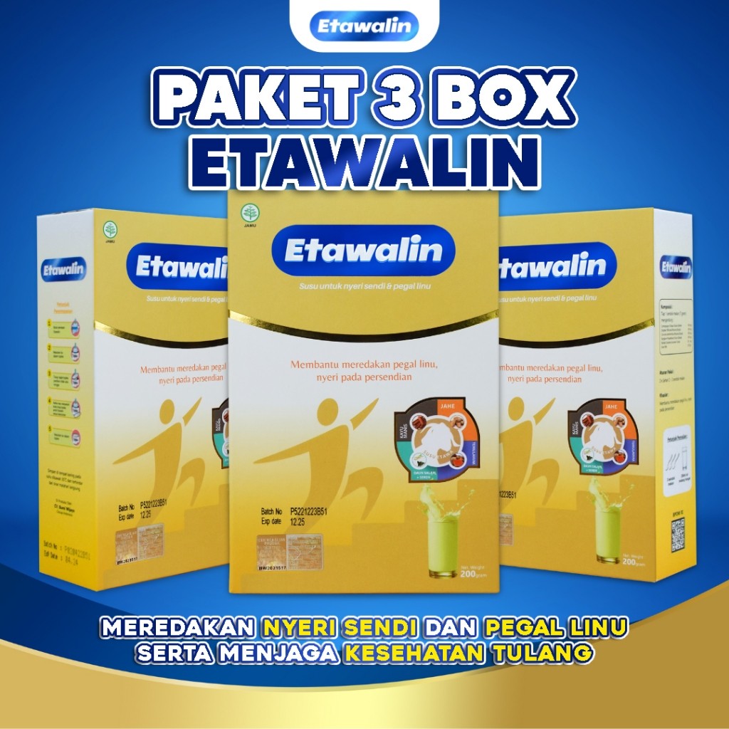 

Flash sale - PAKET AKUT 3 BOX ETAWALIN - BANTU ATASI KESEMUTAN, ASAM URAT, NYERI SENDI