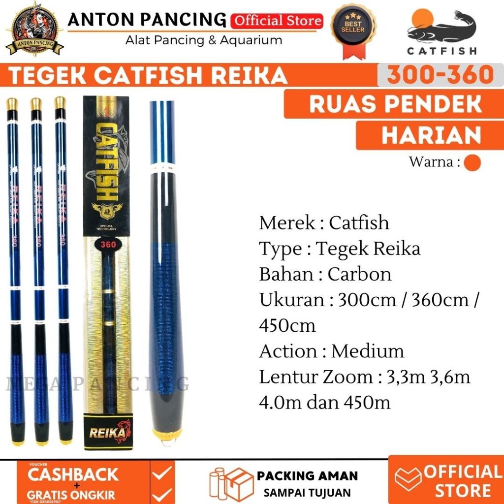 Joran Pancing Tegek Catfish Reika 300,360,450 Carbon