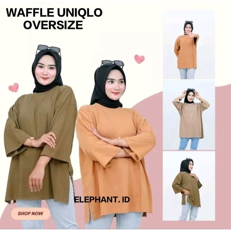 KAOS OVERSIZE WAFFLE LENGAN 7/8 / KAOS WAFER JUMBO / BASIC SWEATSHIRT WAFFEL UNIQLO