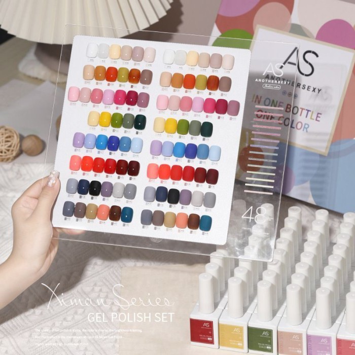 AS GEL POLISH SET 48 WARNA 15ml XIMAN SERIES INCLUDE FRAME KUTEK GEL