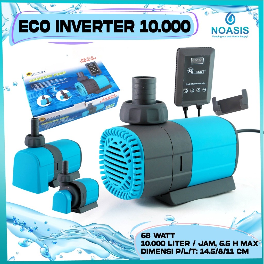 POMPA KOLAM AQUARIUM CELUP INVERTER RECENT AA ECO 10000 INV LOW WATT