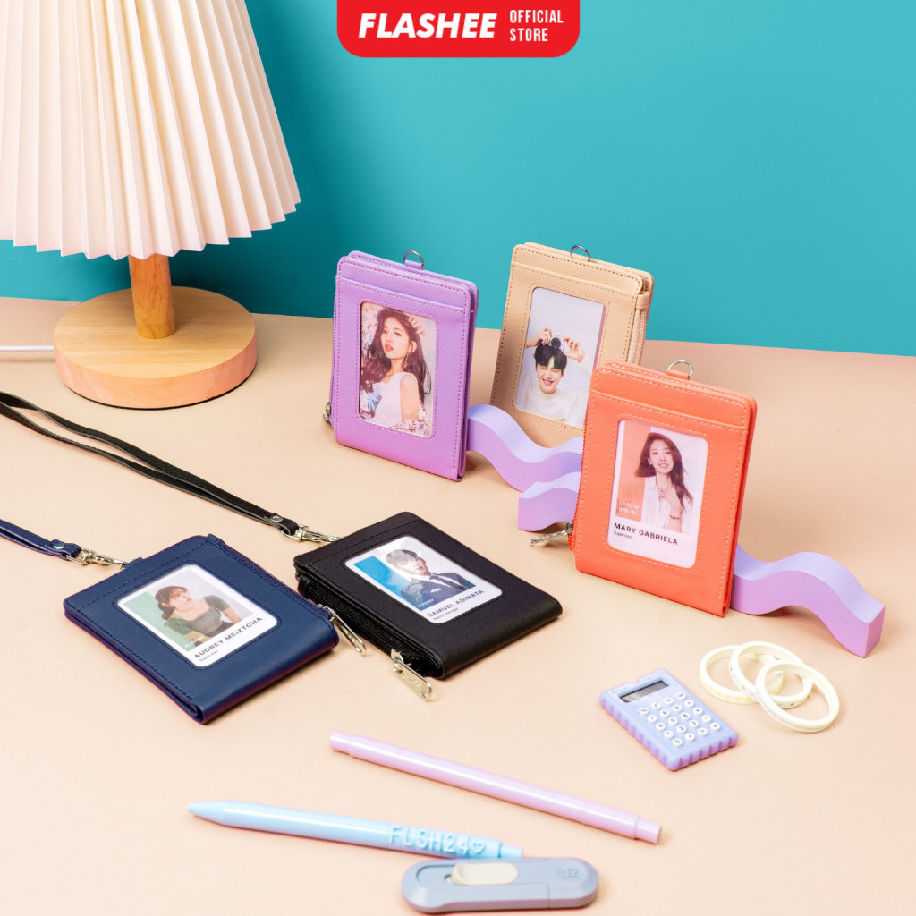 

Nametag/ Dompet ID Card Holder Wallet Identitas 7 Slot Resleting PU Leather Sintetis Slot Banyak Lanyard Holder Lipat Premium Berkualitas