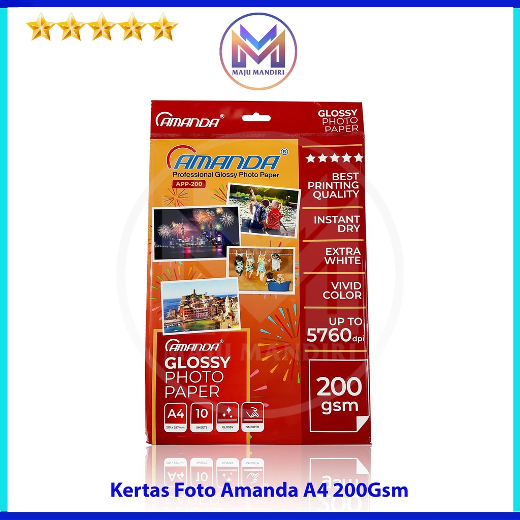 

Kertas Foto Glossy Amanda A4 200 gsm / Glossy Photo Paper