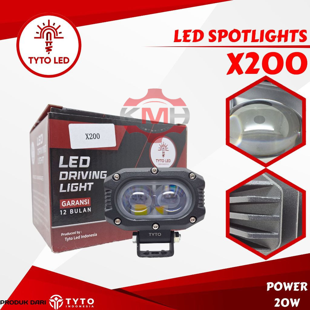 Lampu sorot mobil motor 2 warna 20watt kuning putih Tyto Led X200
