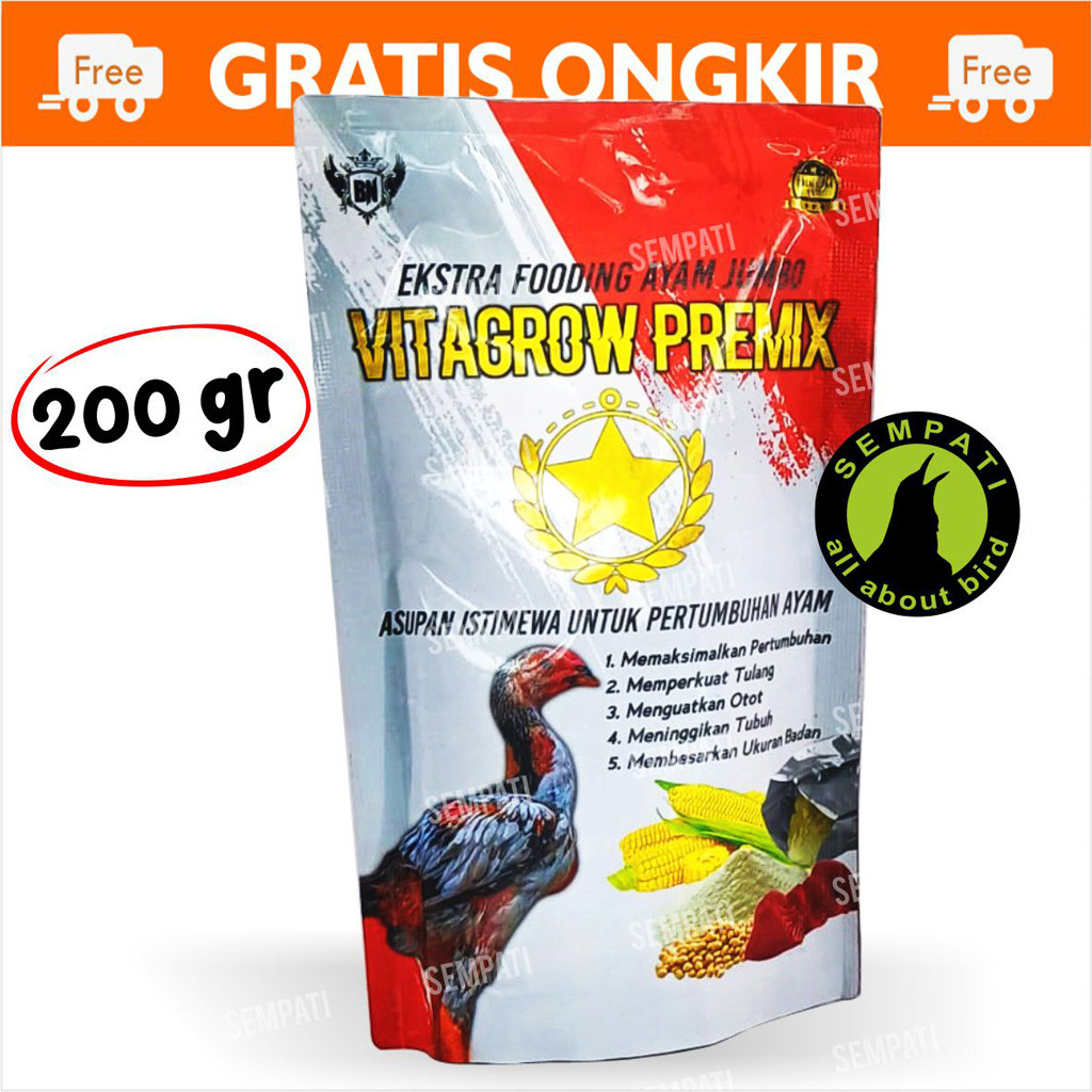 SEMPATI Vitagrow Vita Grow Premix 200gr Extra Fooding Ayam Jumbo Pakan Vitamin Suplemen Ternak Ayam 