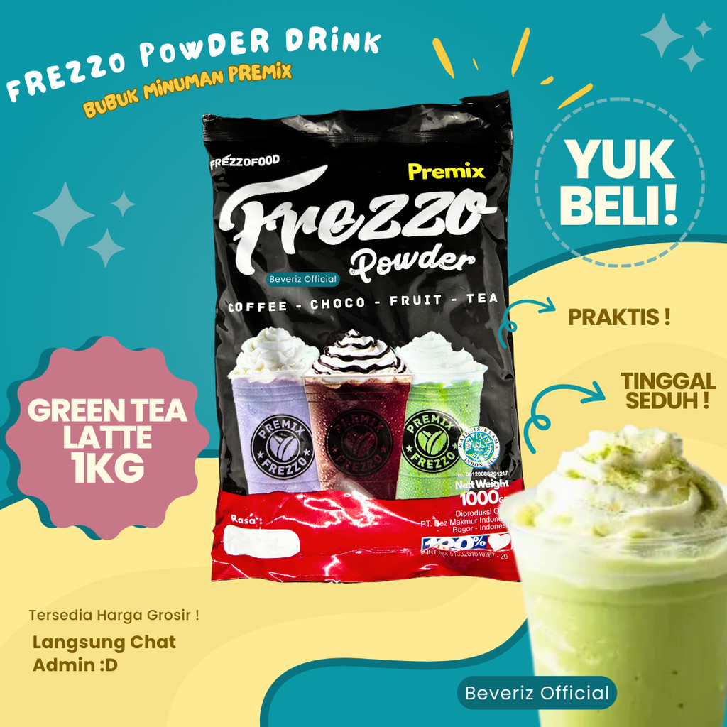 

BEVERIZ Frezzo Bubuk Minuman Rasa Green Tea Latte | Boba Boba Powder Drink Teh Hijau 1Kg / 1000gram {Bisa COD} {tersedia harga grosir}