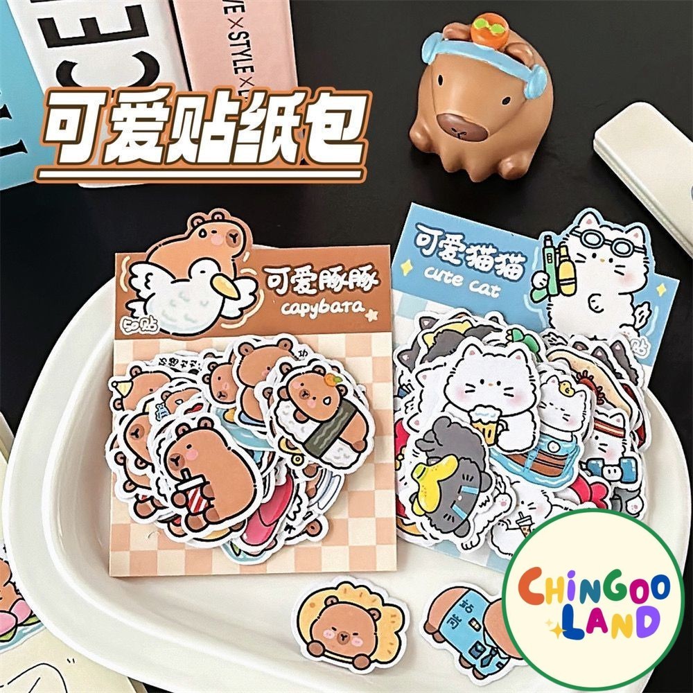 

Chingooland Capybara Cat Sticker Pack 50pcs Stiker Lucu Kucing Lucu Premium