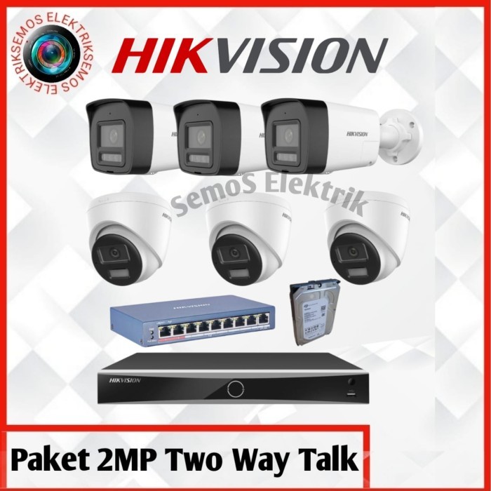 Paket Kamera Hik vision 6 Camera 2 Megapixel IP Camera PoE - Bisa Komunikasi 2 Arah