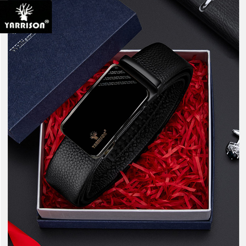 Sabuk Kulit Asli YARRISON Ikat Pinggang Pria Kulit Asli Gesper Kulit Sapi Sabuk Tren Anak Muda Sabuk