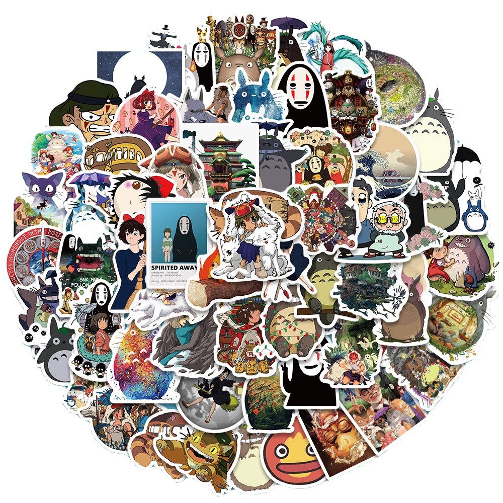 

10/25/50/100Pcs Ghibli Hayao Miyazaki Stickers Cartoon Graffiti Decals Helmet Skateboard Laptop Motorcycle Sticker Toys Decor