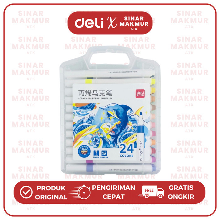 

[New Arrival] Spidol Akrilik/Acrylic Marker Bullet Tip 24 Warna Deli HM108-24 (Set)