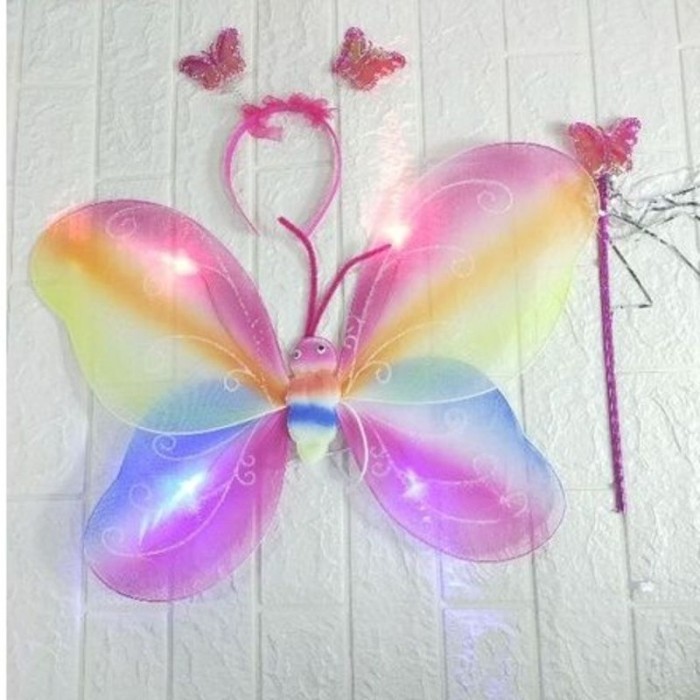 RB001 1 set SAYAP PERI KUPU KUPU PELANGI LED/SAYAP BIDADARI