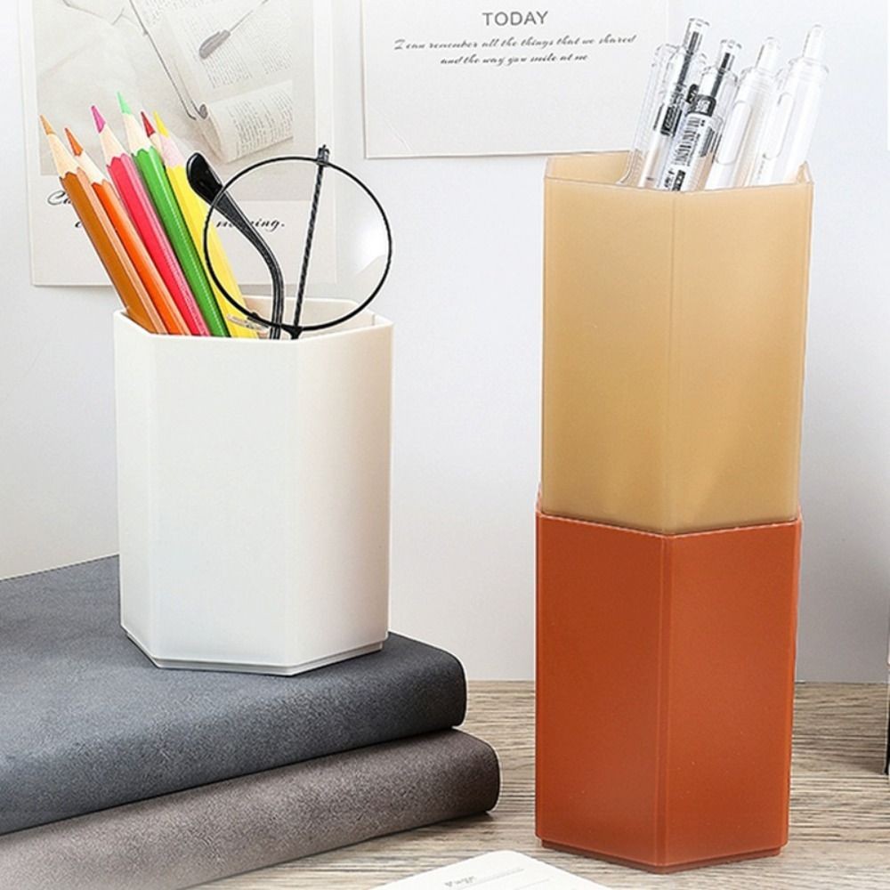 

Creative Hexagonal Design Pen Holder Large Capacity Pen Container Simple Desk Organizer Pencil Storage Box Students Stationery
