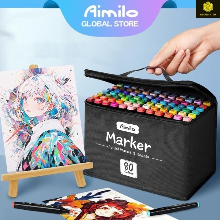 

Aimilo Spidol Warna Warni 1 Set Sketch Marker 2 Tip Touch Marker 48/60/80 Warna
