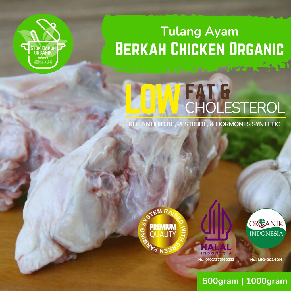 

Berkah Chicken Tulang Ayam Broiler Organik Prebiotik Segar Beku/Fresh Frozen Kemasan 500gr 1kg