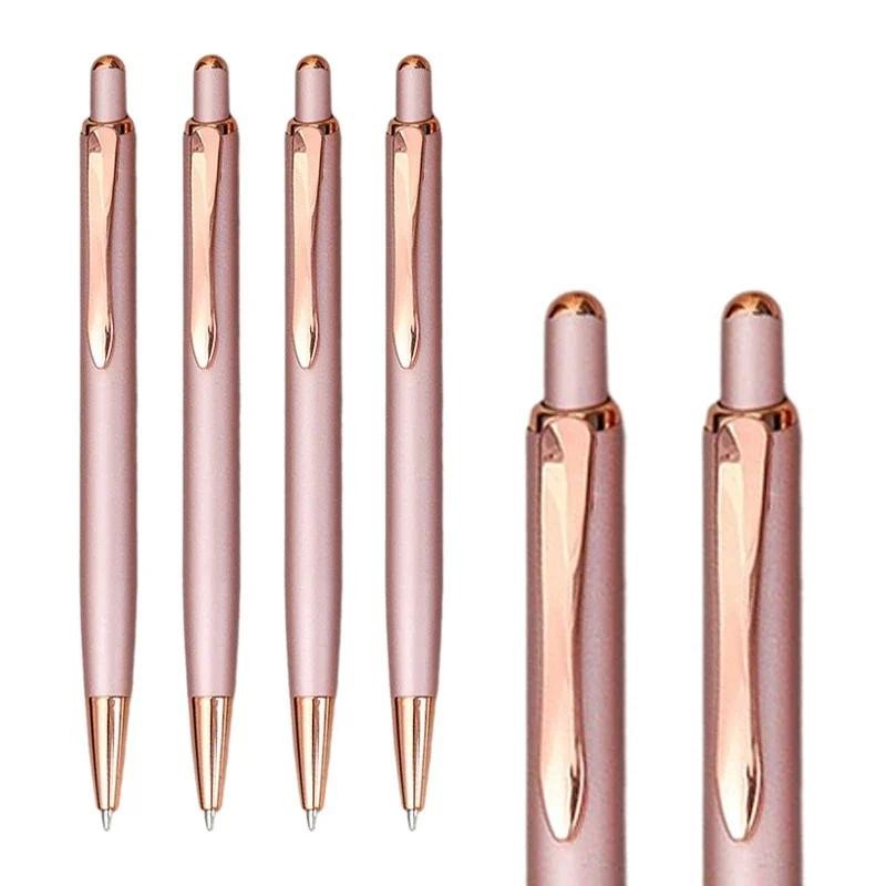 

Simple Metal Rose Gold Ballpoint Pens Retractable Business Office Signature Pens School Stationery High-quality Writing Supplies