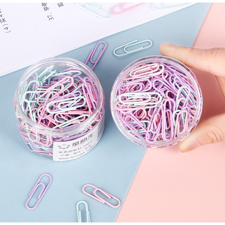 

[HARU] 100pcs Pastel Morandi Paper Clips 28mm Paper Clip Box Penjepit Kertas Pastel Klip Kertas